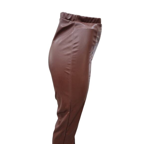 NEW Pretty Little Things Women's High Rise Faux Leather Split Pants Size 6 Brown - Picture 14 of 15